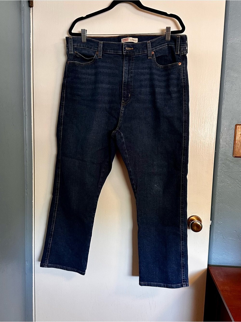 Signature by Levi Strauss Dark Blue Straight Leg Jeans
